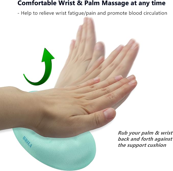 BRILA Ergonomic Memory Foam Mouse Wrist Rest Support Pad Cushion for Computer, Laptop, Office Work, PC Gaming - Massage Holes Design - Wrist Pain Relief (Aquamarine Mouse Wrist Rest) - Image 6