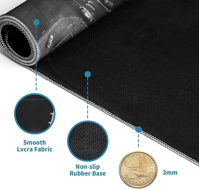 Extended Gaming Mouse Pad with Aircraft Airport Design - Large, Thick Rubber Desk Mat with Precision Locking Edge, Washable & Non-Slip Surface for Computer, Esports - Ideal Gift 31.5x11.8 in - Image 4