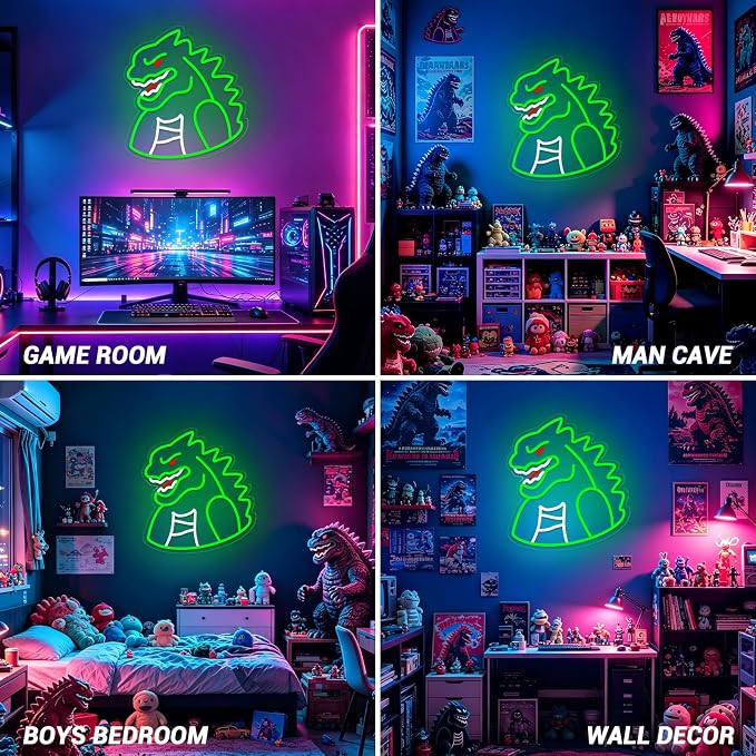Monster Neon Sign Lights for Wall Decor, Dinosaur LED Sign for Room and Man Cave Decor, Dimmable Powered LED Signs for Boys Bedroom, Party, Birthday, Christmas Gift - Image 7