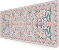 iCasso Aesthetic Desk Mat,31.5x11.8in Mouse Pads, Pink Floral | Anti-Slip Mousepad with Stitched Edges, Waterproof Computer Pad , Desk Accessories Office Decor for Women by iCasso