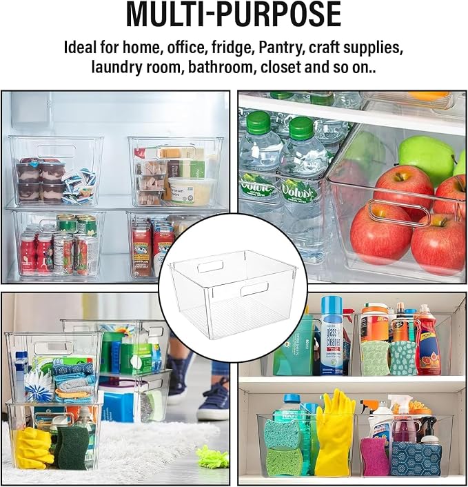 Extra Large Clear Plastic Storage Bins, Perfect for Kitchen Organization or Pantry Organization and Storage, Laundry Room, Fridge, Freezer Organizer Plastic Storage Containers for Organizing - Image 5