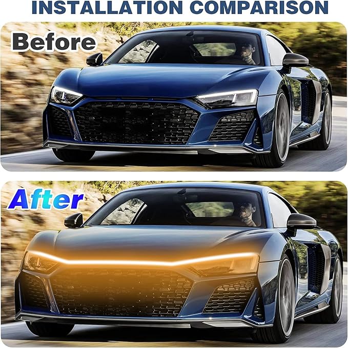 Car LED Hood Light Strip for Cars, SUVs, Trucks, Yellow, 70 Inch - Image 4