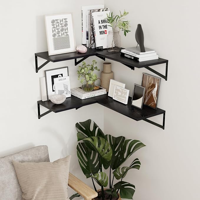 Axeman Deep Floating Shelves for Wall, 16W x 12D Black Floating Shelves Set of 2, 12 Inch Deep Large Wall Mounted Shelves for Living Room Bedroom Bathroom - Image 7