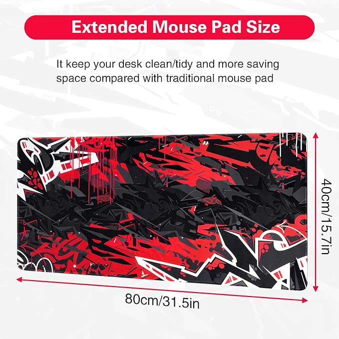 Canjoy Gaming Mouse Pad, 31.5x15.7in Large Mouse Pads for Desk Keyboard Pad | Desk Mat for Keyboard and Mouse Computer Big Full Size Desk Pad with Non-Slip Rubber Base and Stitched Edge for Home Office - Image 6