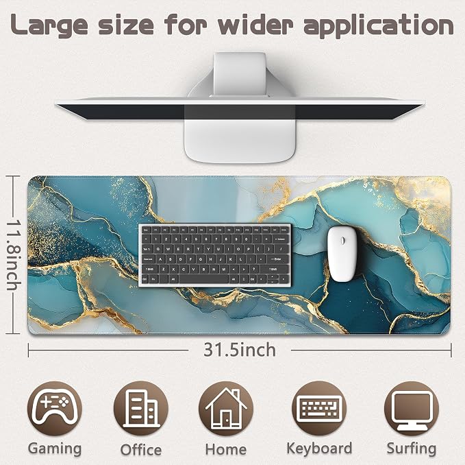 Gaming Mouse Pad - (31.5"×11.8") Marble Large Mouse Pads for Desk - Desk Mat for Keyboard and Mouse with Non-Slip Base, Desks Pad Matfor Game/Office & Home - Image 5
