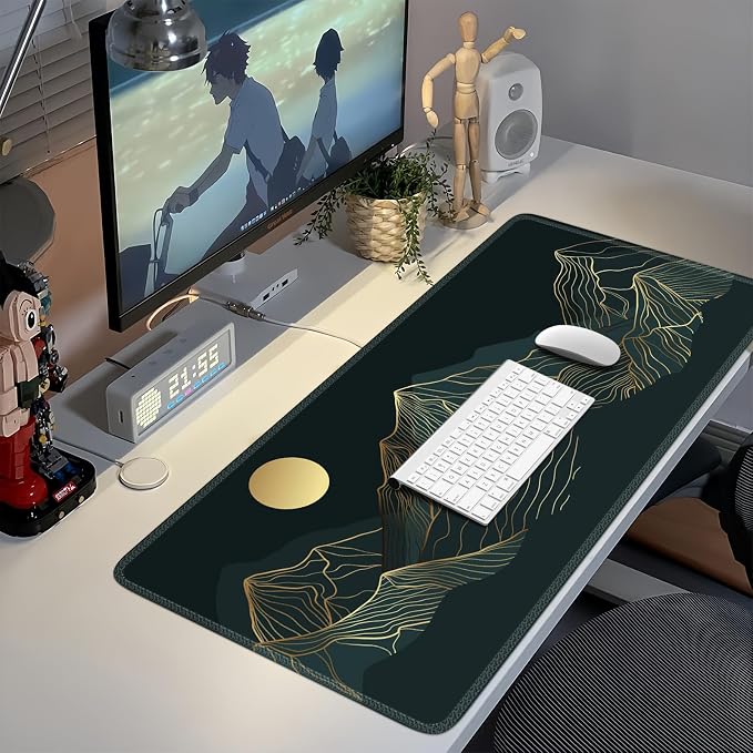 iCasso Large Mouse Pad, XXL Green Mousepad,A-Mountain Cyan Extended | Stitched Edges and Stable Rubber Base, Keyboard Mat Desk Pad for Work, Home - Image 6