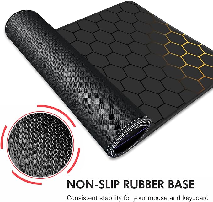 Galdas Mouse Pad for Gaming,XXL XL Large Mouse Mat Long Extended Mousepad Desk Mat Non-Slip Rubber Mice Pads Stitched Edges Thin (31.5 x 11.8 x 0.12 Inches) Grid - Image 5