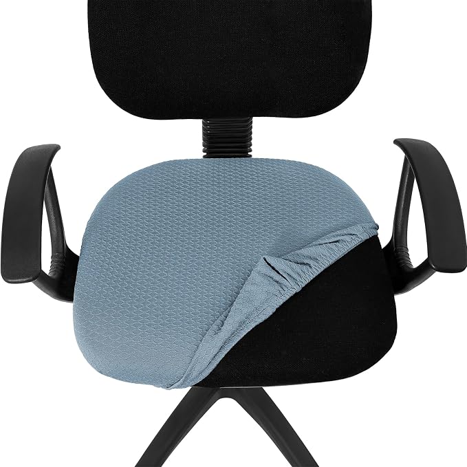 Smiry Office Computer Chair Seat Covers for Desk, Anti-dust Protector | Stretch Jacquard Removable Washable Desk Chair Seat Cushion Protectors, Airy Blue - Image 4