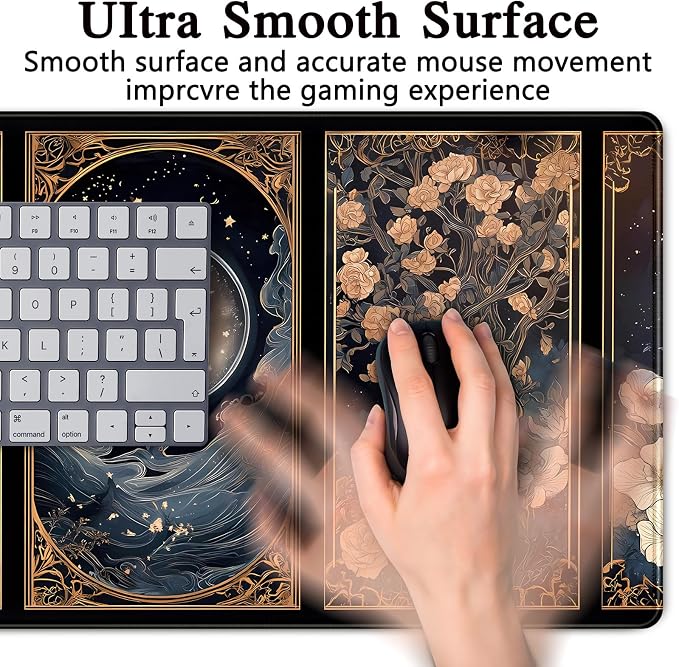 Celestial Lunar Nature Tarot Card Desk Mat Moon Floral Large Mouse Pad XXL 31.5''X 15.7'' Witch Night Botanical Desk Pad Gaming Mousepad Keyboard Mouse Mat for Laptop Computer Office Decor Gift - Image 6