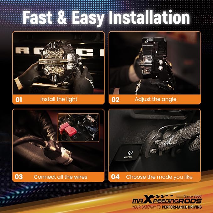 maXpeedingrods RGB LED Off Road Pod Lights 5" 212W w/7 Colors Side Shooter - Image 9