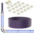 PAUTIX COB LED Connectors for 10mm 4-Pin RGB COB LED Strip Lights,20pcs Strip to Wire Connectors,10ft Long 22AWG Extension Wires for Non-Wired Gapless Solderless,5V 12V 24V 2835 LED Strip Lights by PAUTIX