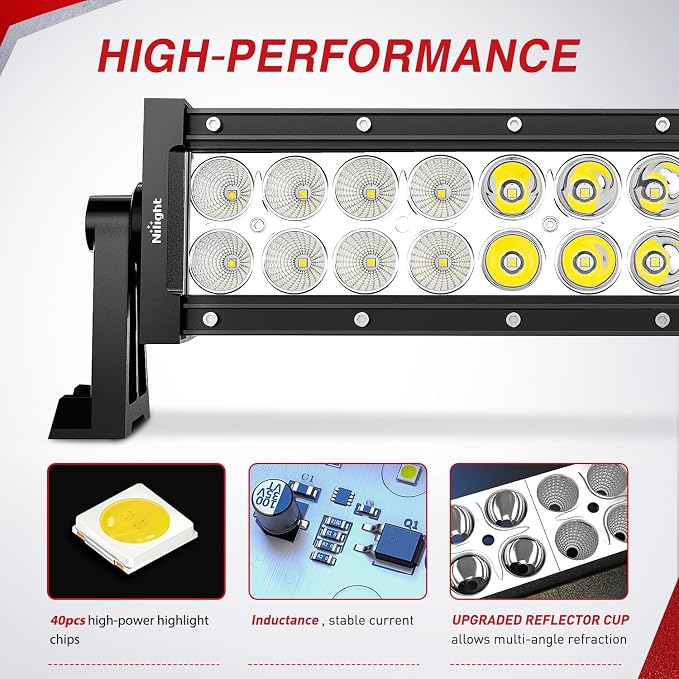Nilight 22 Inch 120 W LED Light Bar with Yellow Black Covers - Image 3