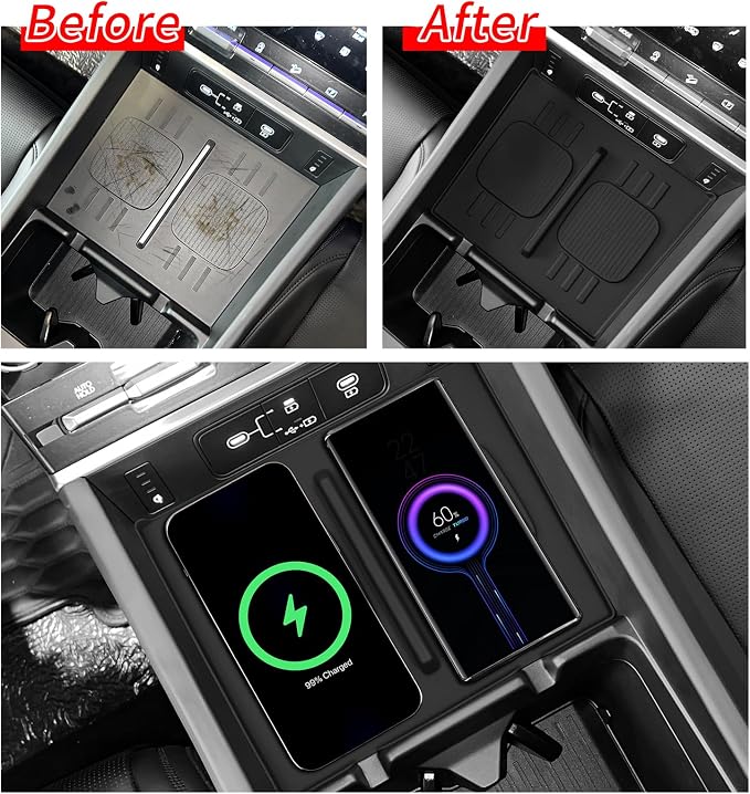 LUCKEASY Cup Holder & Wireless Charging Pad for 2024-2026 Hyundai Santa Fe - Image 3