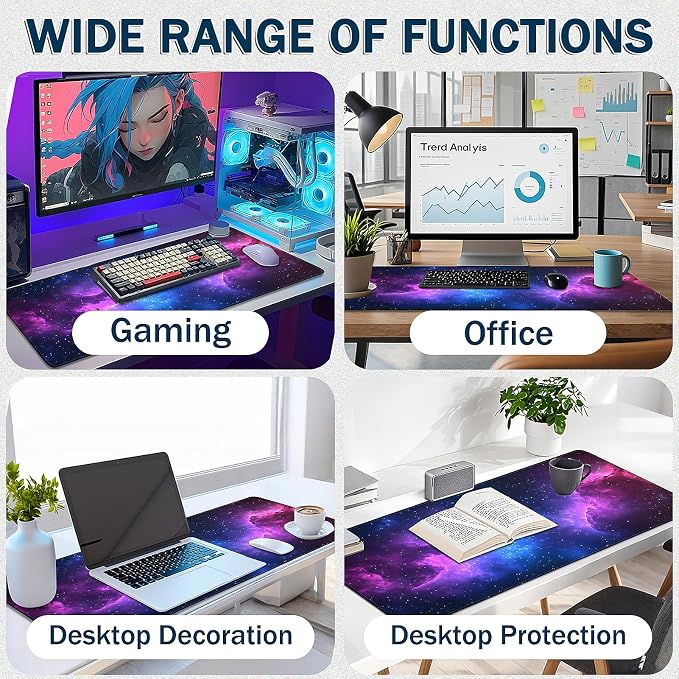 Mouse Pad Gaming - Desk Mat for Keyboard and Mouse - Large Mouse Pad for Desk, Mousepad (35.4" X 15.7") with Non-Slip Base, Desks Pad Mat Office and Home - Image 5