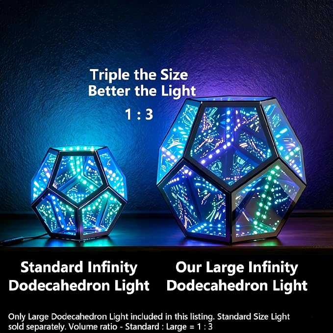 Extra Large Infinity Dodecahedron Mirror Light, RGBW Abyss Lamp - Image 3