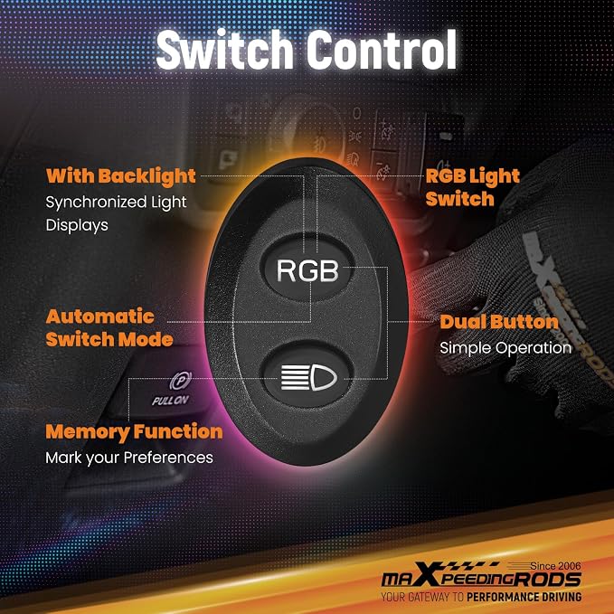 maXpeedingrods RGB LED Off Road Pod Lights 5" 212W w/7 Colors Side Shooter - Image 7