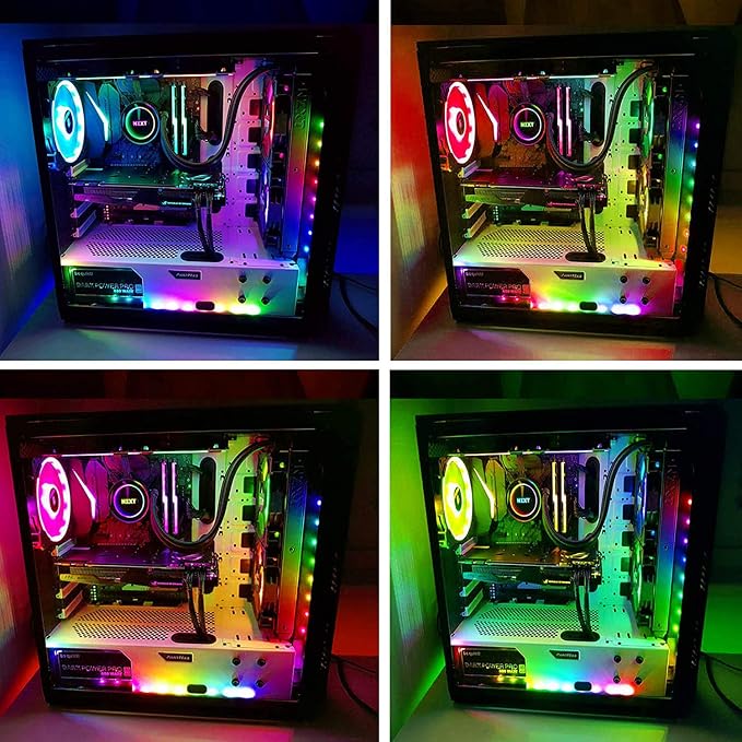 PC Addressable RGB LED Strip Lights Kit - Magnetic PC Case Lighting, 2PCS 42LEDs ARGB Strip for 5V 3pin RGB Header Motherboard Asus Aura, Asrock RGB Led, Gigabyte RGB Fusion, Mystic Light - Image 7