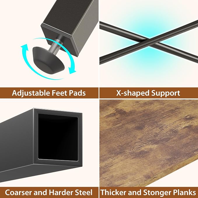 Dnxao 65" Gaming Desk with 3 Drawers and Pegboard, Rustic Brown | Reversible U Shaped Computer Desk with Power Outlets and LED Lights, Storage Shelves Workstation with Pegboard for Gamers - Image 6