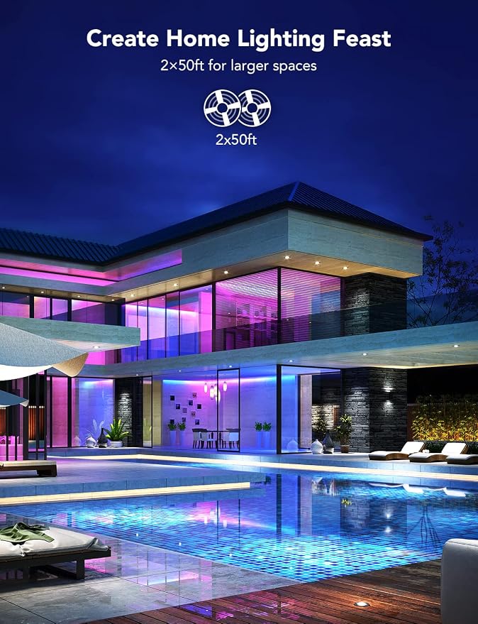 Govee 100ft RGBIC LED Strip Lights, LED Lights for Bedroom, APP Control - Image 3