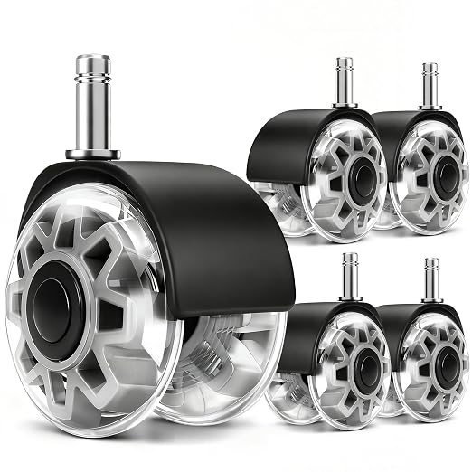 RidRed Office Chair Wheels,Smooth & Quiet Rollerblade Casters Wheels,Heavy Duty Support 700lbs Dual-Wheel Design,Gaming Desk Chair Wheel Replacement for Hardwood Floors and Carpet,2 Inch Universal Fit by RidRed
