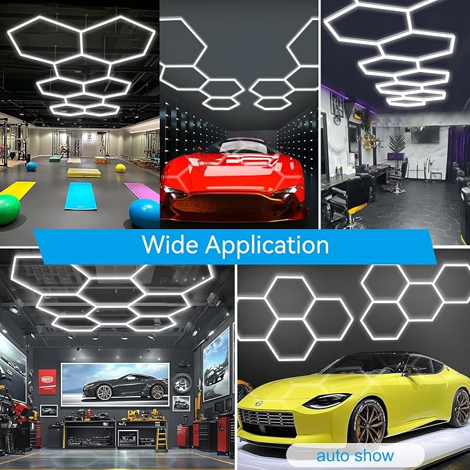 LZHOME Hexagon LED Garage Light: Super Bright 64500LM Honeycomb Garage Light, 14 Hex DIY Hexagon Led Lights for Gym Basement Hair Salon - Image 7