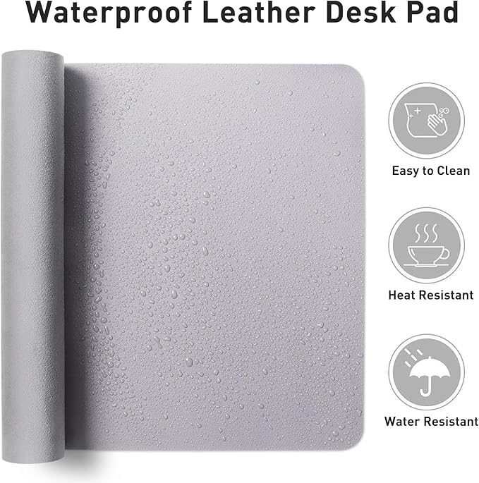 Aothia Large PU Leather Desk Pad Protector – Non-Slip Mouse Pad & Writing Mat for Office/Home, Waterproof, Easy to Clean (31.5" x 15.7", Smoky Lavender) - Image 7