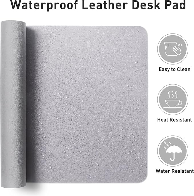 Aothia Faux Leather Desk Mat – Large Mouse Pad, Non-Slip PU Leather Blotter, Waterproof Writing Surface for Office and Home (Smoky Lavender, 47.2" x 23.6") - Image 7