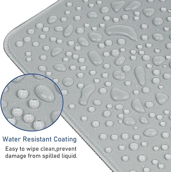 Large Gaming Mouse Pad with Stitched Edges, Durable Non-Slip Natural Rubber Base, Waterproof Computer Keyboard Pad Mat for Esports Pros/Gamer/Desktop/Office/Home - Grey - Image 4