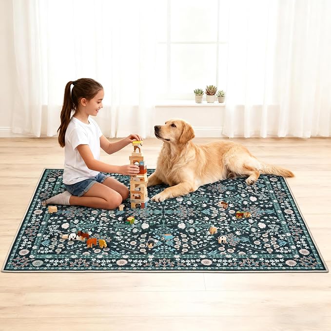Office Chair Mat for Hardwood Tile Floor, 36"x48"Anti-Slip Under Desk Carpet Protector for Rolling Computer Chair Mat, Machine Washable Office Area Carpet (Chenille,Vibrant Green) - Image 9