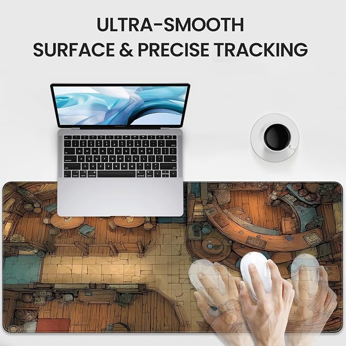 Extended Keyboard and Mouse pad, Fantasy Tavern Pattern, 35.4 x 15.7 Inch, Gaming Desk mat with Non-Slip Base and Waterproof Finish, Suitable for Home Office and workstations. - Image 3