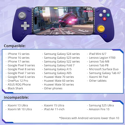 abxylute S8 Bluetooth Mobile Gaming Controller for Switch 1&2, iPhone15/16/17, iPad Android Phones Tablets, Portable Wireless Gamepad with Hall Joystick, Hall Trigger, Customizable Buttons＆Key Mapping - Image 3