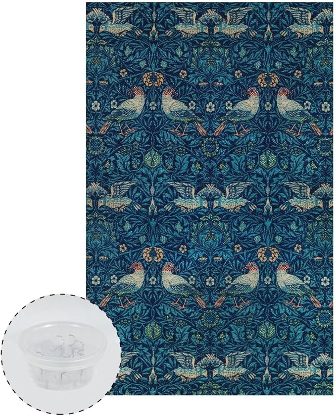 William Morris Retro Bird 3 Pcs Recliner Headrest Protector - Couch Chair Breathable Decoration Cover with Anti-Slip Base & Fixing Nails, Machine Washable for Home/Office Chair - Image 2