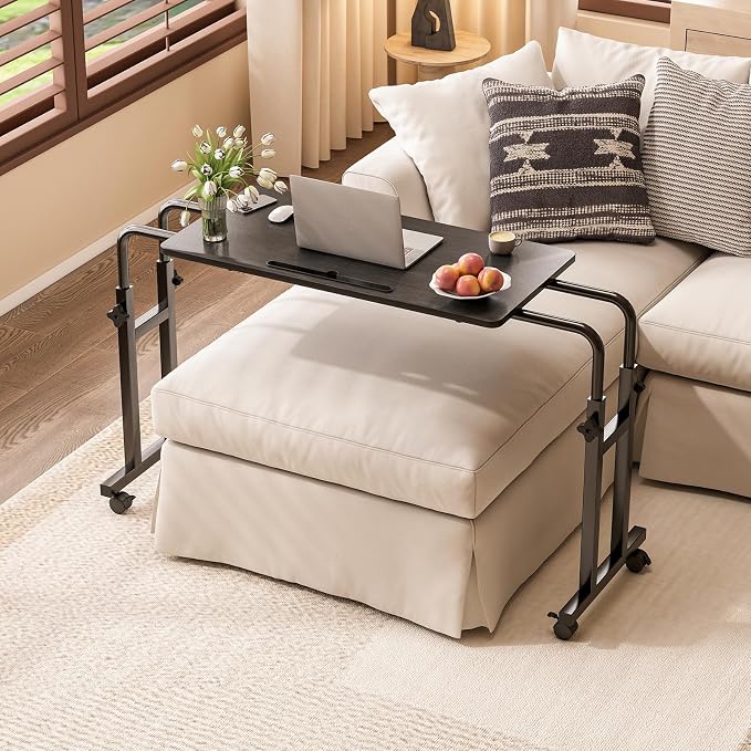 LINGMI Recliner Table, Overbed Table with Wheels Adjustable Height and Length Over Bed Desk, Hospital Heavy Duty Metal Leg Laptop Stand Tray - Image 3