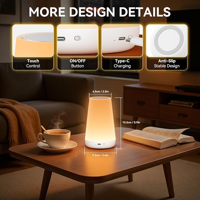 Auxmir Rechargeable Night Light, 13-Color Remote Control Lamp, White - Image 8