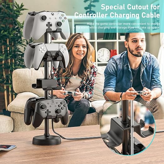 MANMUVIMO Headphone Controller Storage Holder for Desk 4 Tiers with Anti-Slip Stable Suction Cup, Controller Holder, Universal Gaming Desk Accessories for PS5/PS4/Xbox Series/Xbox One - Image 9