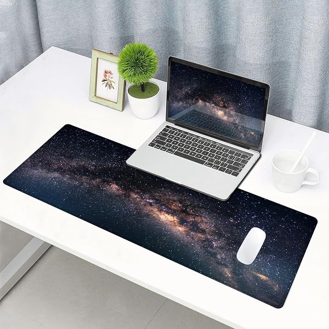 Large Gaming Mouse Pad with Stitched Edges, Galaxy Desk Mat, Extended XL Keyboard Pad, Non-Slip Rubber Base Desk Pad for Keyboard and Mouse, 31.5X11.8 inch - Image 6