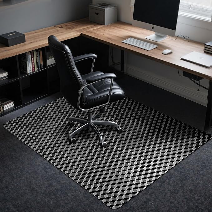 BesWin Office Chair Mat for Carpet, 48" x 60" Large Computer Desk Chair Mat for Low Carpeted Floors, Thick and Sturdy Carpet Protector for Rolling Chairs, Easy Glide Floor Mat for Home, Gaming (Black) by BesWin