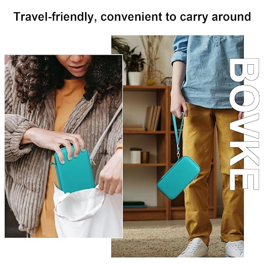 BOVKE Carrying Case for WELLST·G Handheld Game -Preloaded 220 Retro Video Games, Portable Gaming Player Holder with Extra Mesh Pocket fits Charging Cable, Turquoise - Image 6