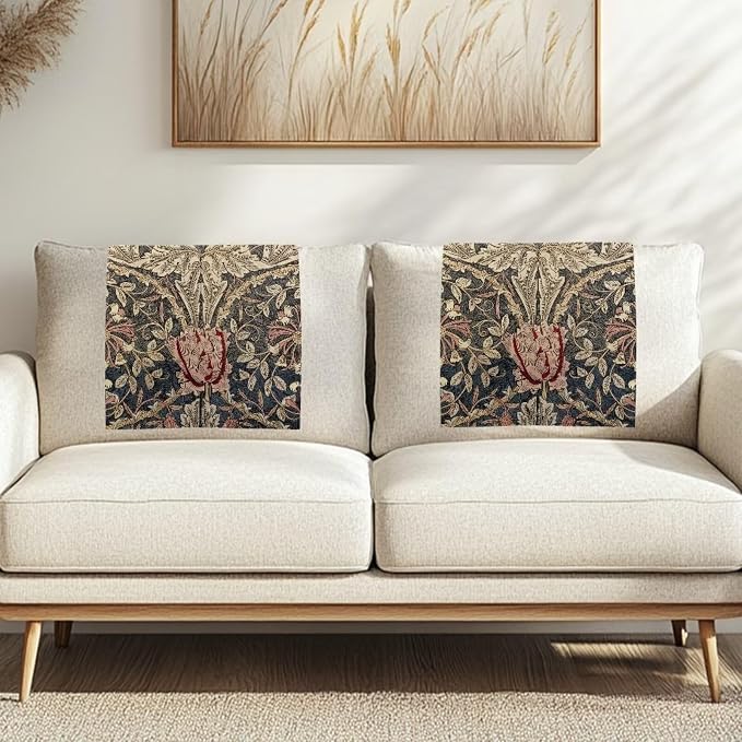 Sofa Recliner Headrest Cover, 2/Pcs, Vintage Acanthus Leaf Print - Image 2
