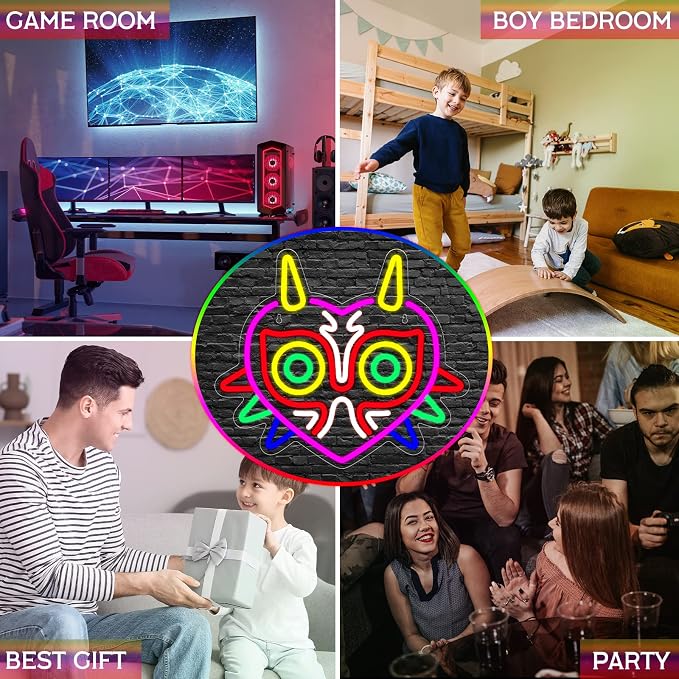 Majora's Mask Neon Sign, Zelda Gaming Neon Sign for Game Room Decor, Zelda Mask for Boys Room Decor & Gaming Wall Deocr, USB Powered Gamer Gifts for Boys, Teens and Zelda Fans - Image 7