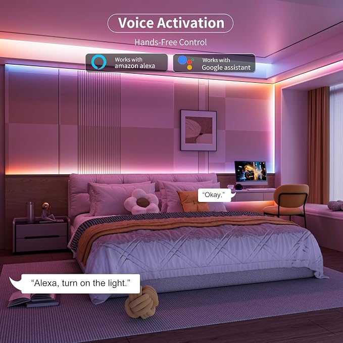 MIWISE RGB Smart IC COB LED Strip Light,32.8ft Color Chasing Flexible LED Tape Light,WS2811 Addressable RGB Strip with APP Control/Music Mode,Work with Alexa/Google,for Home DIY Lighting Projects - Image 5