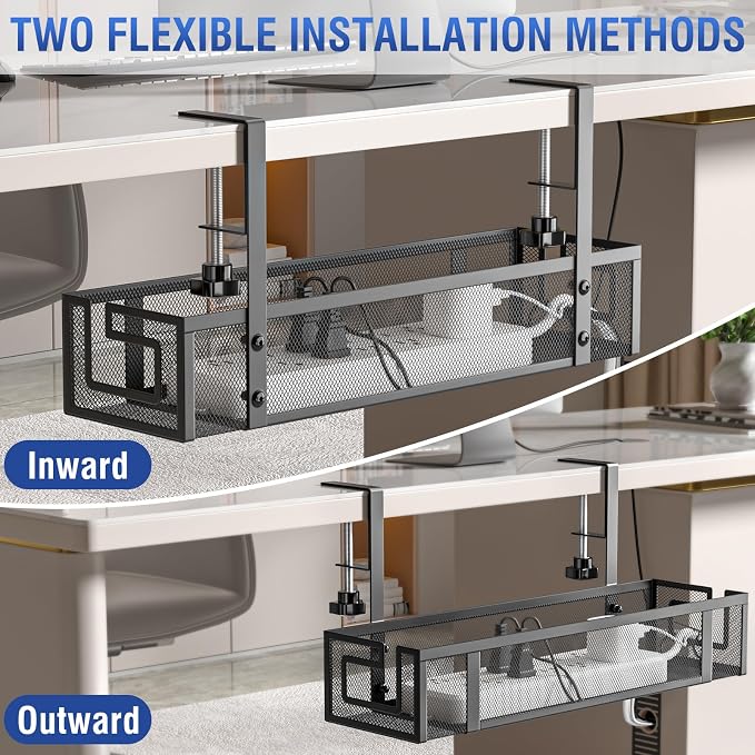 Cable Management, 15.75" Under Desk Cable Management Tray No Drill - Image 7