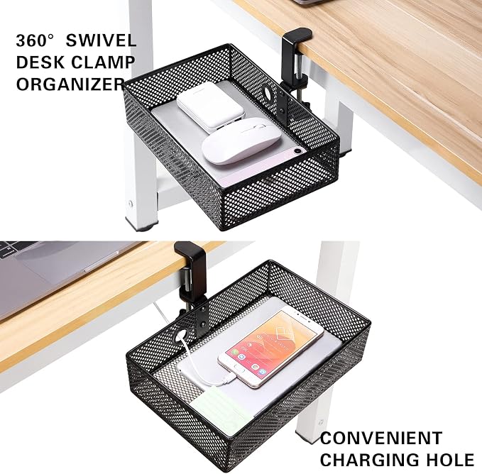 Under Desk Drawer, Clamp on Desk Organizer Hanging Desk Storage Under Table - Image 4