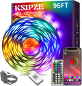 KSIPZE 96ft Led Strip Lights RGB Music Sync Color Changing Bluetooth Led Lights with Smart App Control Remote Led Lights for Bedroom Room Lighting Flexible Home Décor by KSIPZE