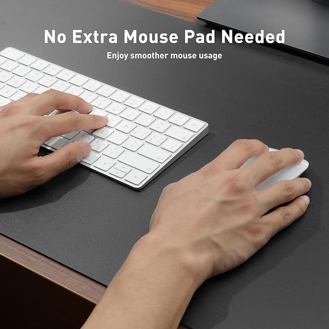 Aothia Faux Leather Desk Mat - Non-Slip PU Leather Desk Blotter, Waterproof Writing Surface, Large Desk Pad for Office & Home (Grey, 55" x 17") - Image 4