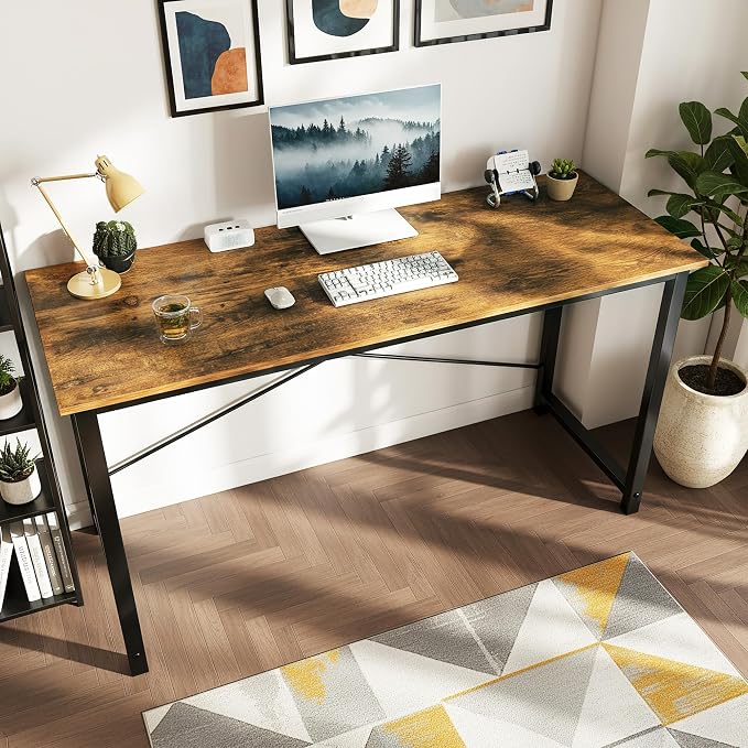 OLIXIS 40 Inch Computer Office Desk for Small Spaces, Writing Gaming Work Desk Modern Study Table with Storage Bag & Headphone Hook Home Bedroom, Rustic Brown - Image 4