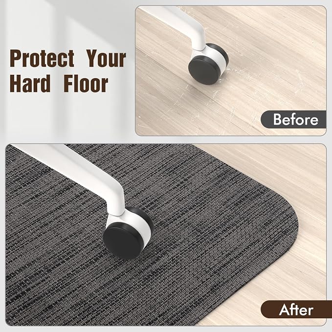 Blvornl Office Chair Mat for Hardwood Floor, Computer Chair Mat, 40"x 55" Desk Mat for Hard Wood, Large Anti-Slip Hard Floor Protector Rolling Chair Mat, PVC Mat Desk Rug for Office Home, Black - Image 6