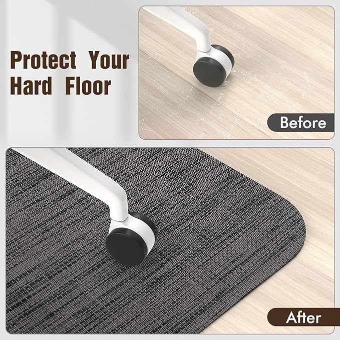 Blvornl Office Chair Mat for Hardwood Floors, Anti-Slip PVC, 32.3"x 47.2" | Waterproof, easy to clean, suitable for hardwood, laminate, Rattan Woven Pattern, Durable Solid PVC Material, Black - Image 4