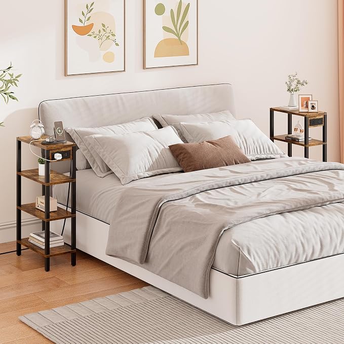 TUTOTAK Narrow Side Table, 4-Tier Small End Table with Charging Station - Image 8