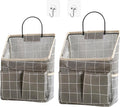 2pcs Wall Hanging Storage Bag,Wall Hanging Organizer Bags with Pockets, Wall Organizer Storage for Dormitory Bathroom Bedroom Kitchen(Grey Grid) by Someteth